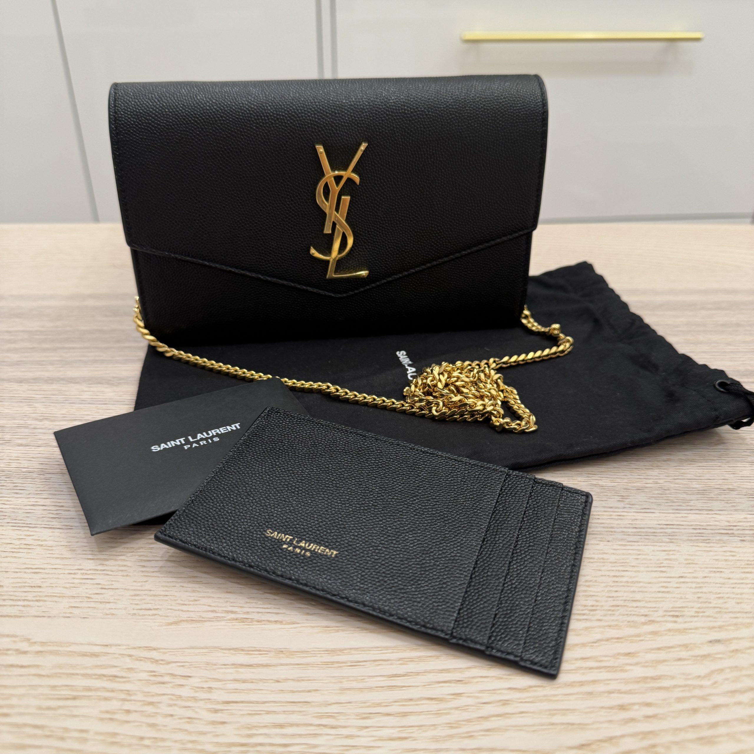 Saint Laurent Uptown Leather Card Case Black