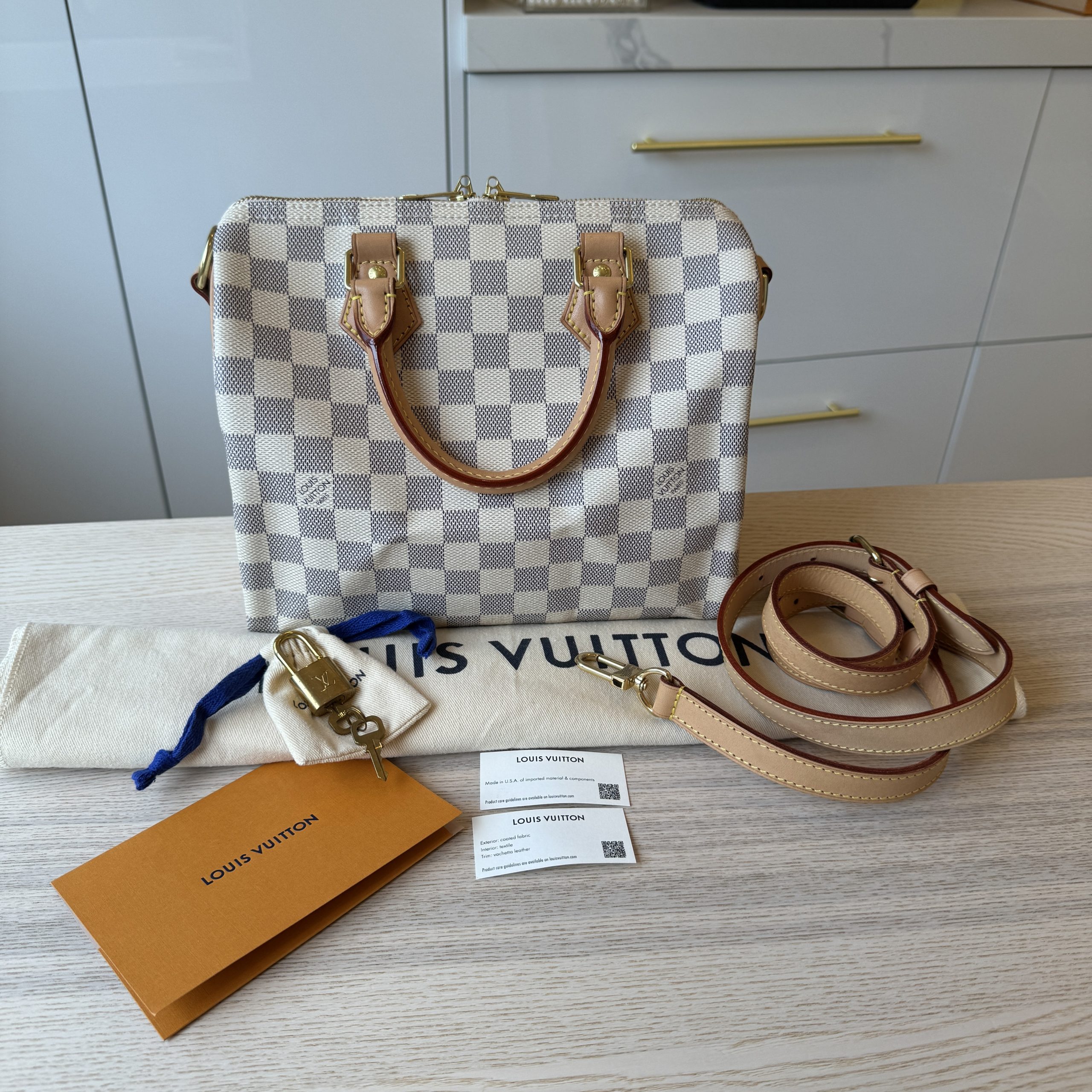 Louis Vuitton Damier Azur Speedy 30 Bandouliere Bag