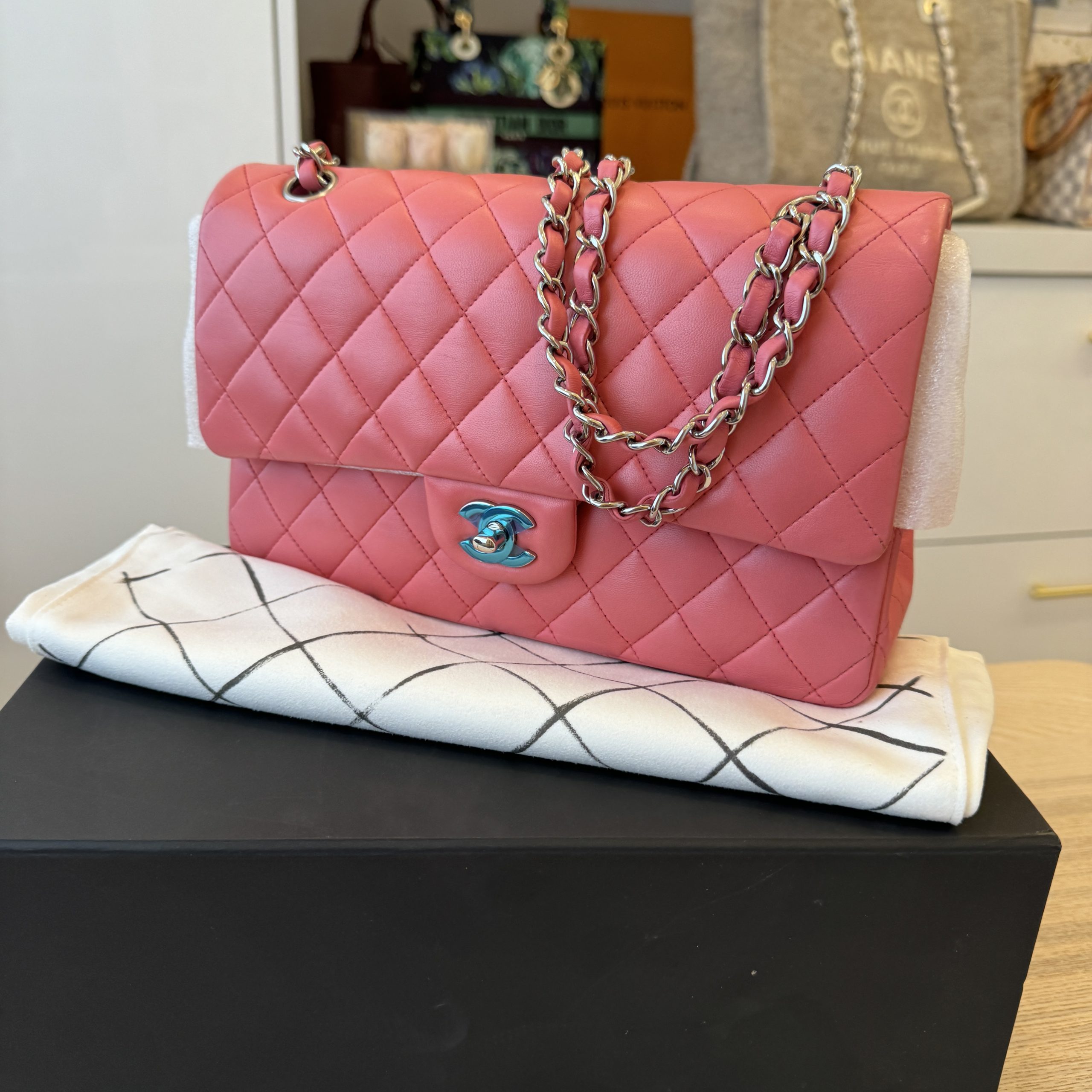 CHANEL Lambskin Quilted Small Trendy CC Flap Dual Handle Bag Pink 659226