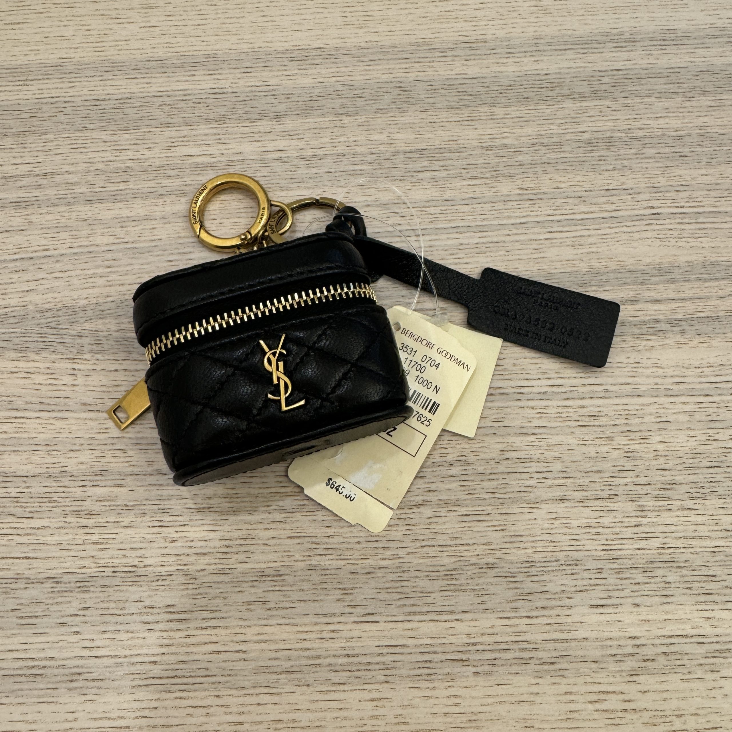 Saint Laurent Gaby Quilted AirPods Case Black