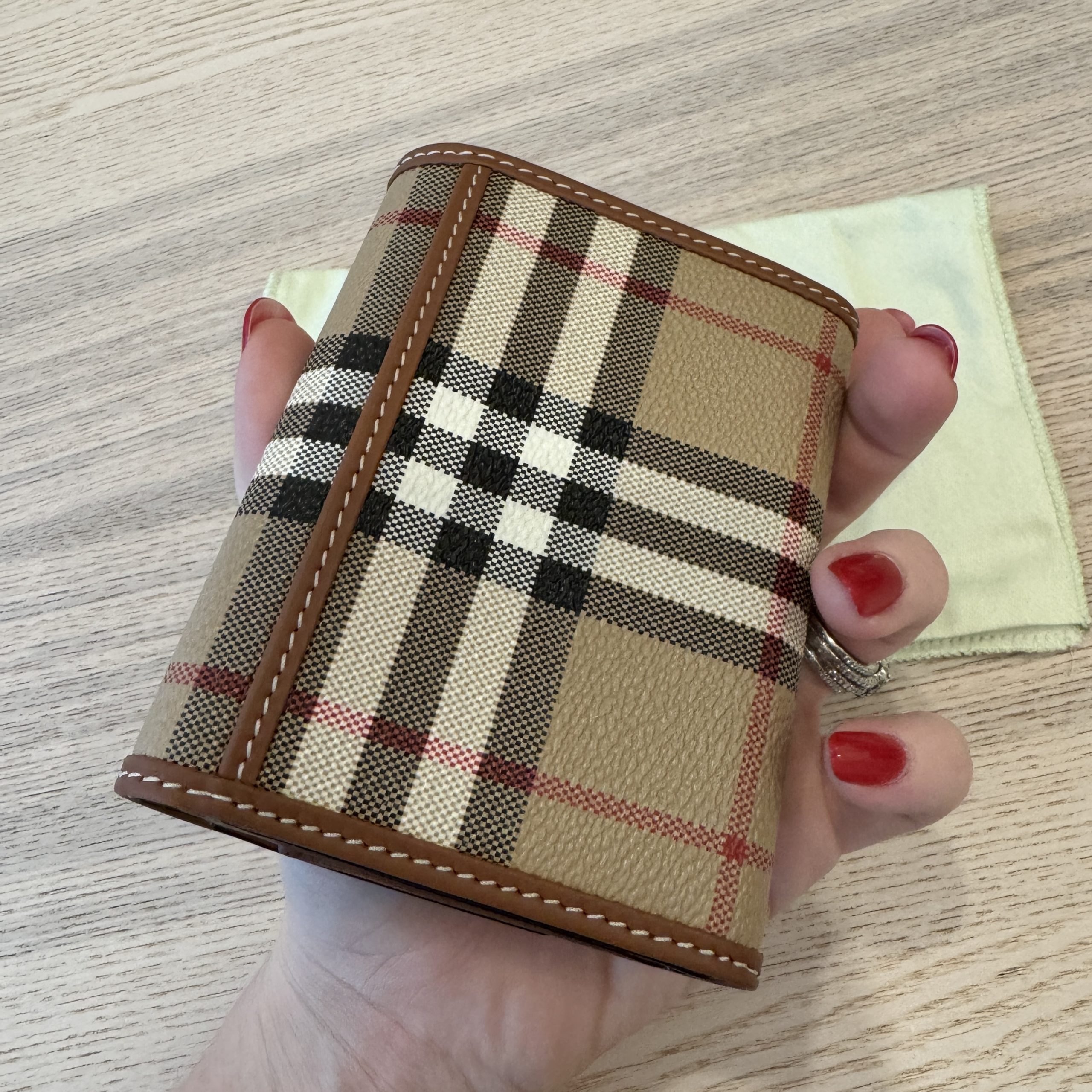Burberry Check Leather Trifold Wallet Brown