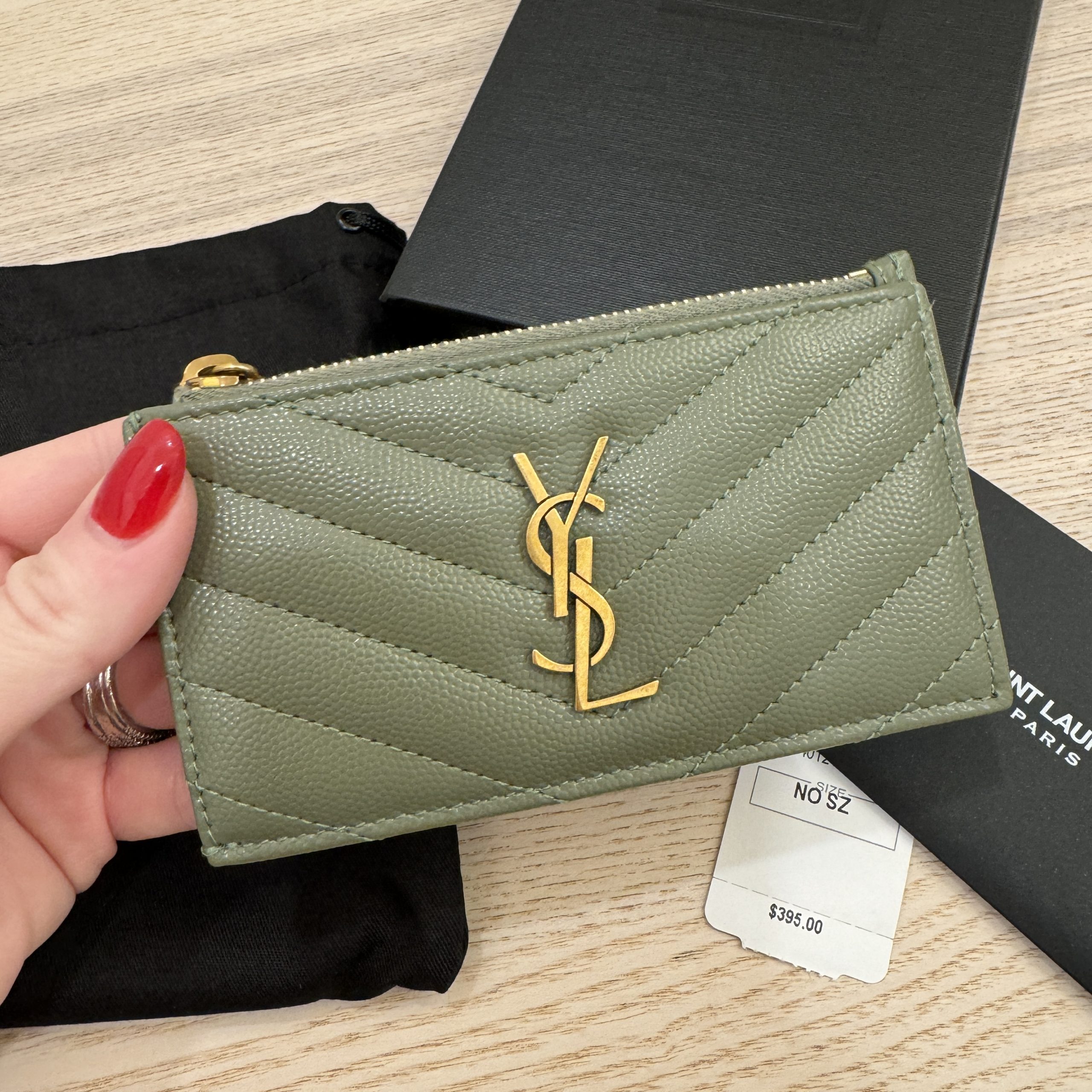 Monogram card case in grain de poudre embossed leather hotsell