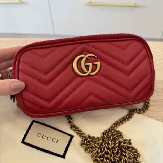 Gucci.GG Marmont Chain Shoulder Bag Crossbody Red