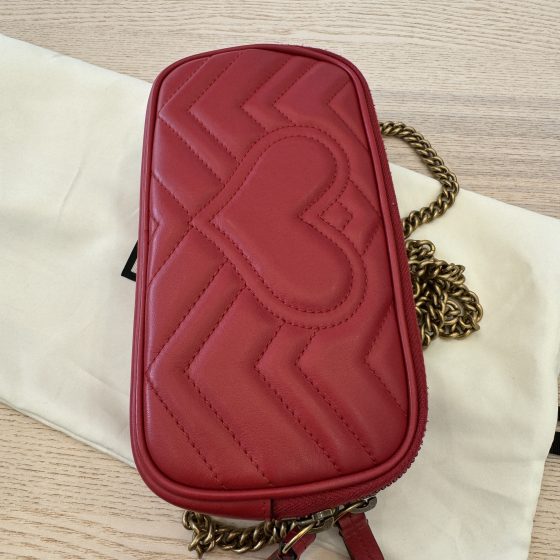 Gucci.GG Marmont Chain Shoulder Bag Crossbody Red