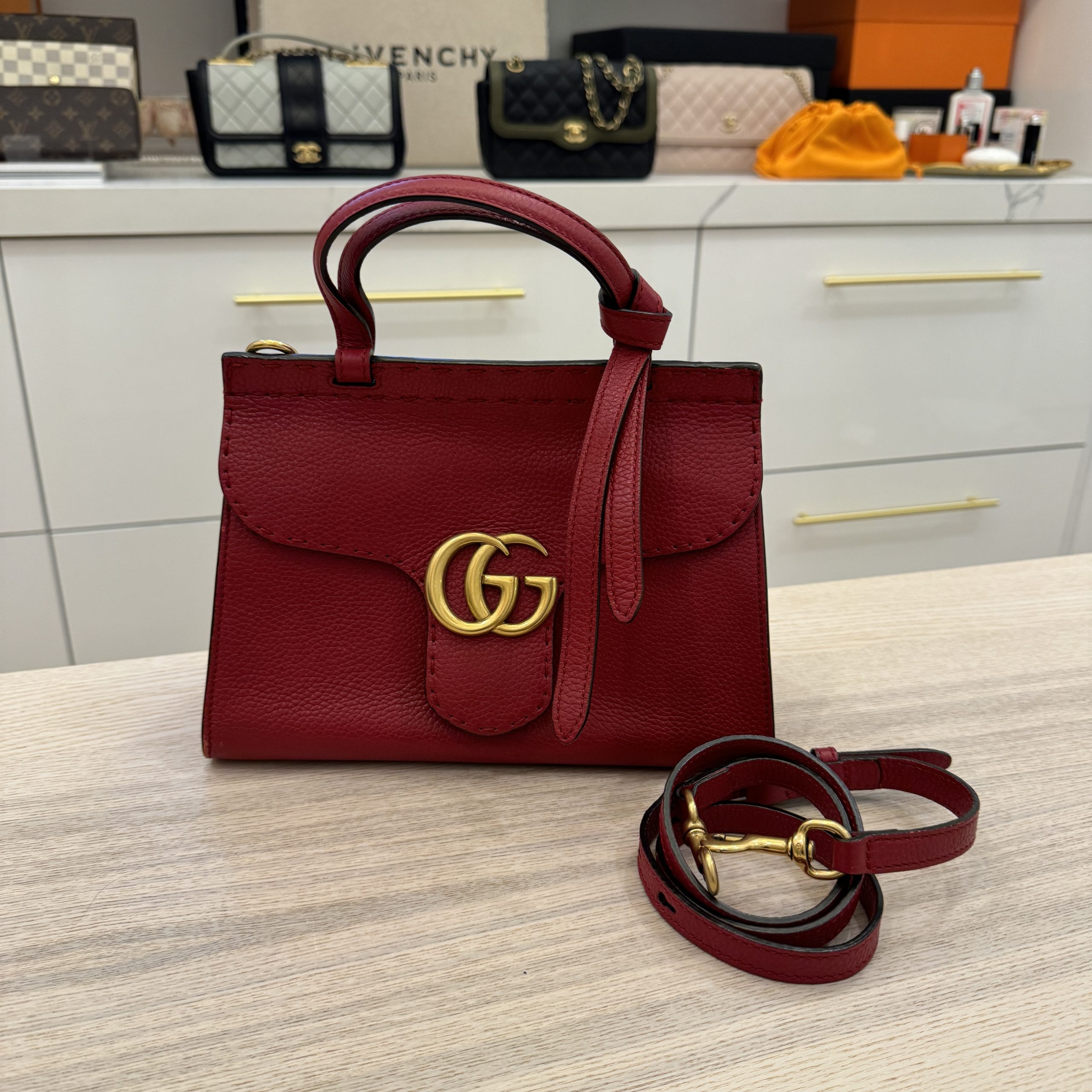Gucci Mini Marmont Top Handle Red