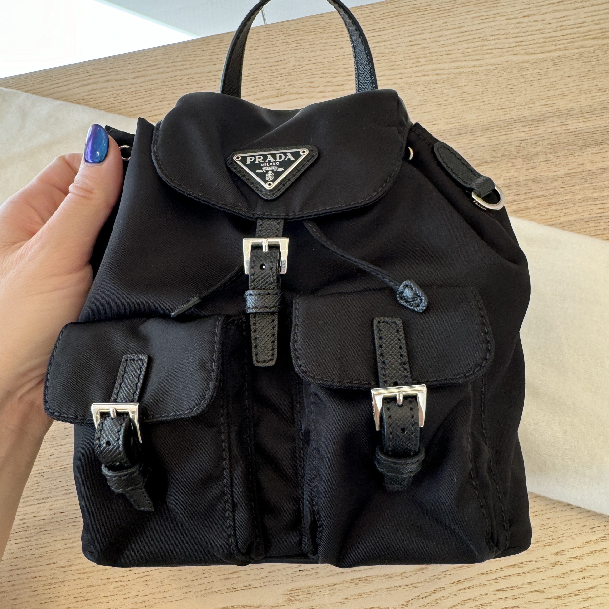 Prada vela mini crossbody backpack top