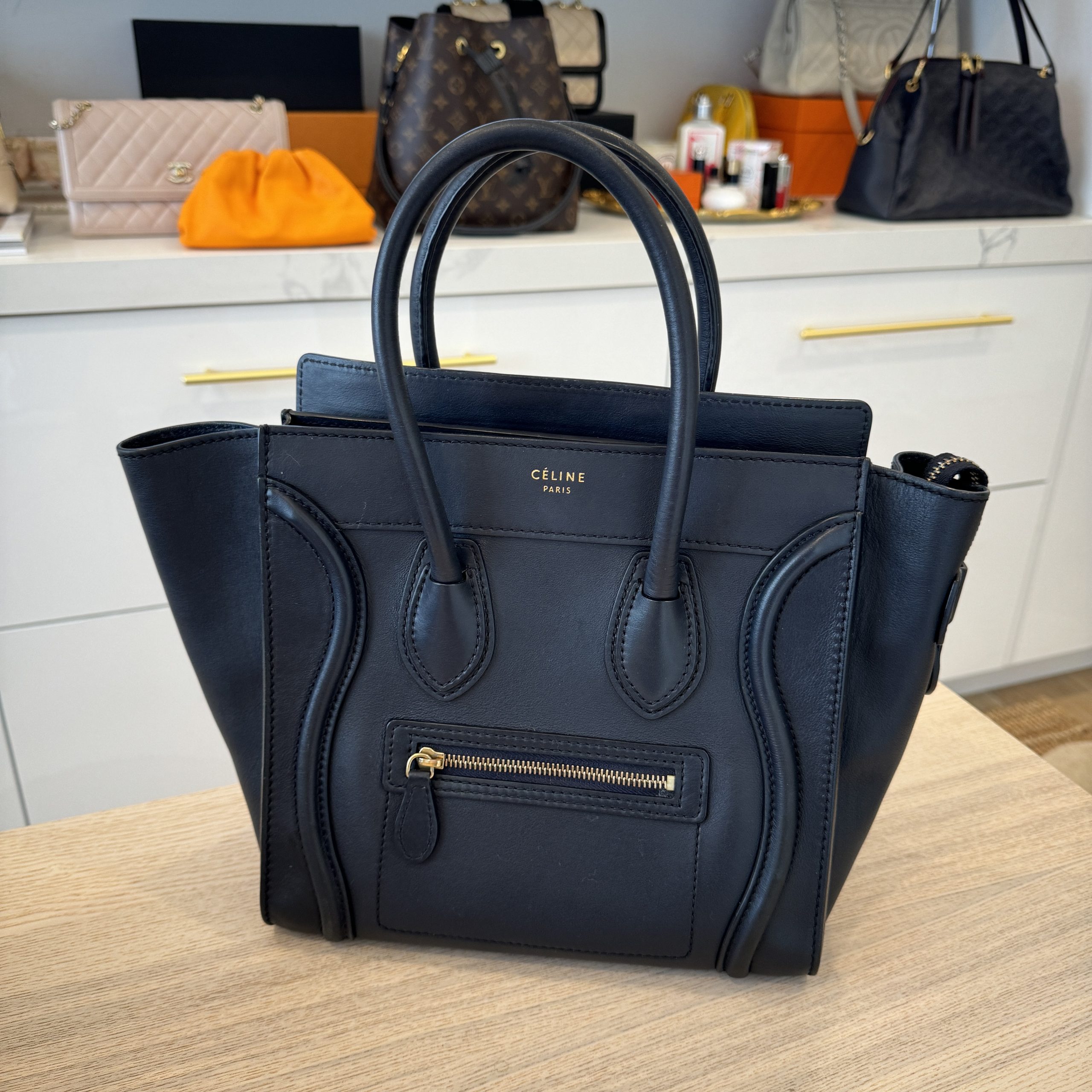 Celine Smooth Calfskin Micro Luggage Navy