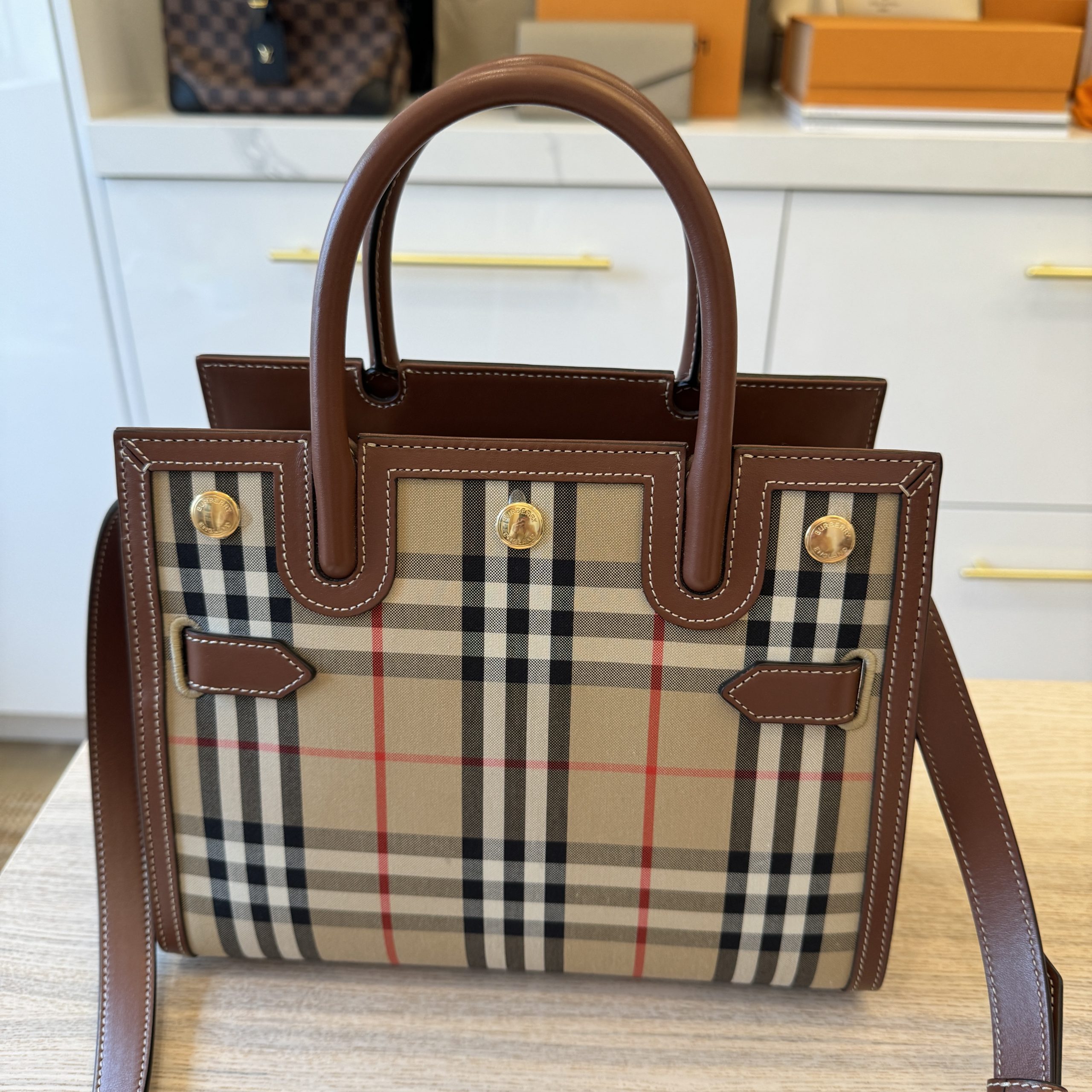 Burberry Mini Vintage Check Two handle Title Bag