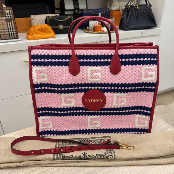 Gucci Sydney Striped Tote Bag In Red