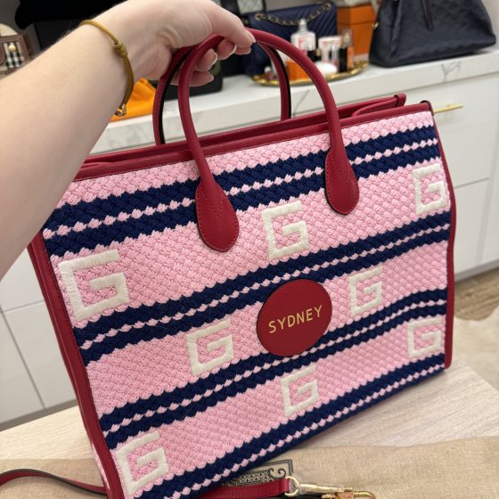 Gucci Sydney Striped Tote Bag In Red