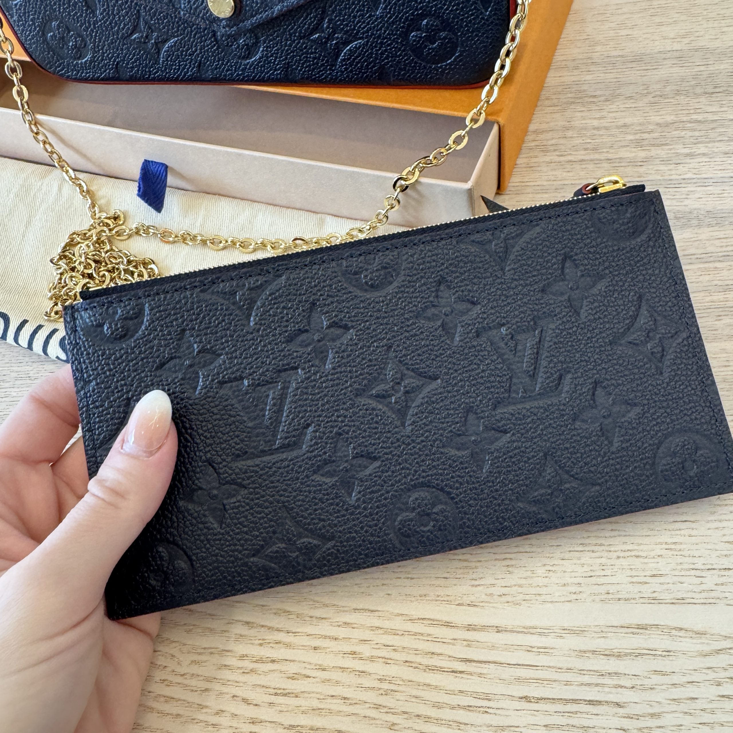 Louis Vuitton Empreinte Pochette Felicie Chain Wallet Marine Rouge