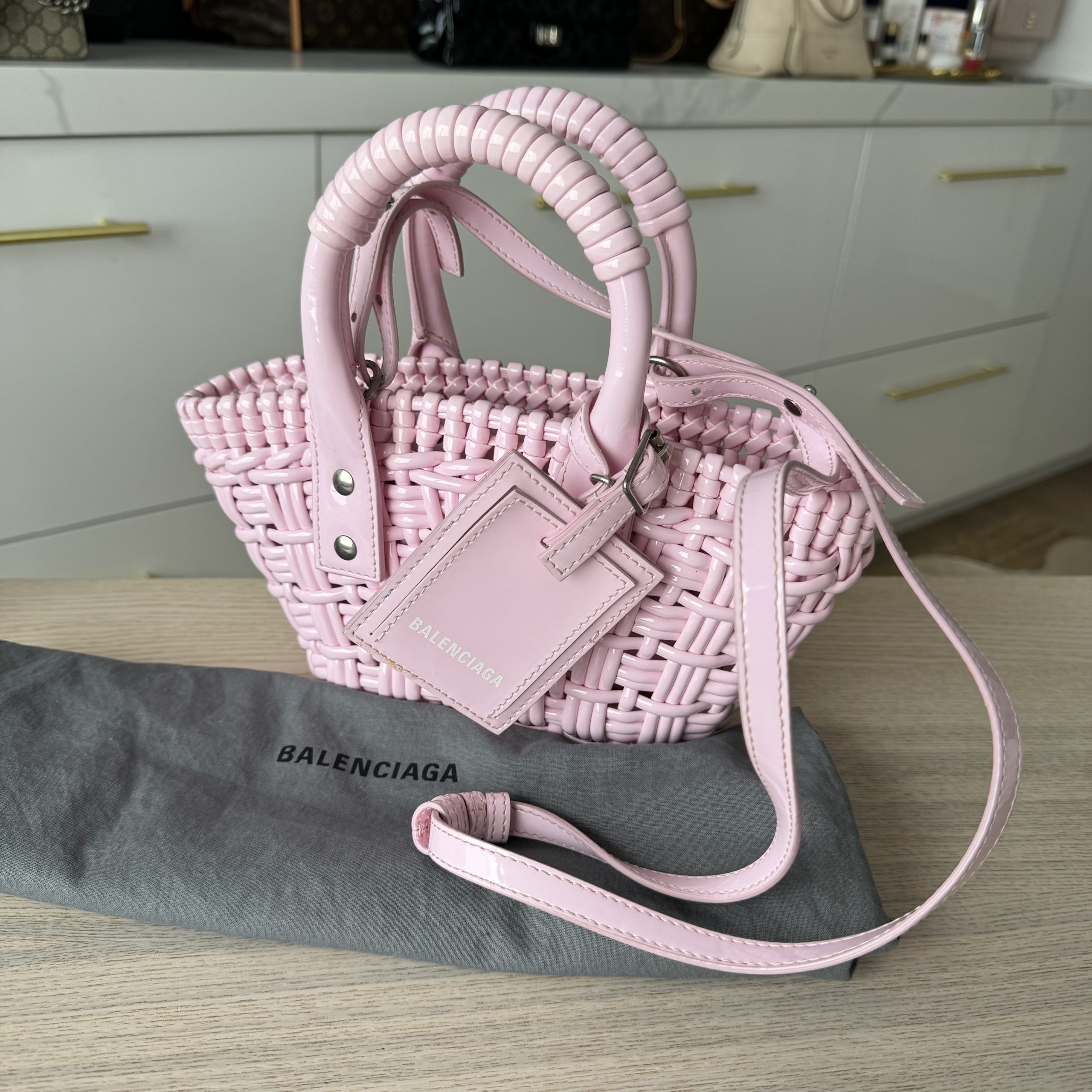 Balenciaga Bistro XXS Basket With Strap Pink