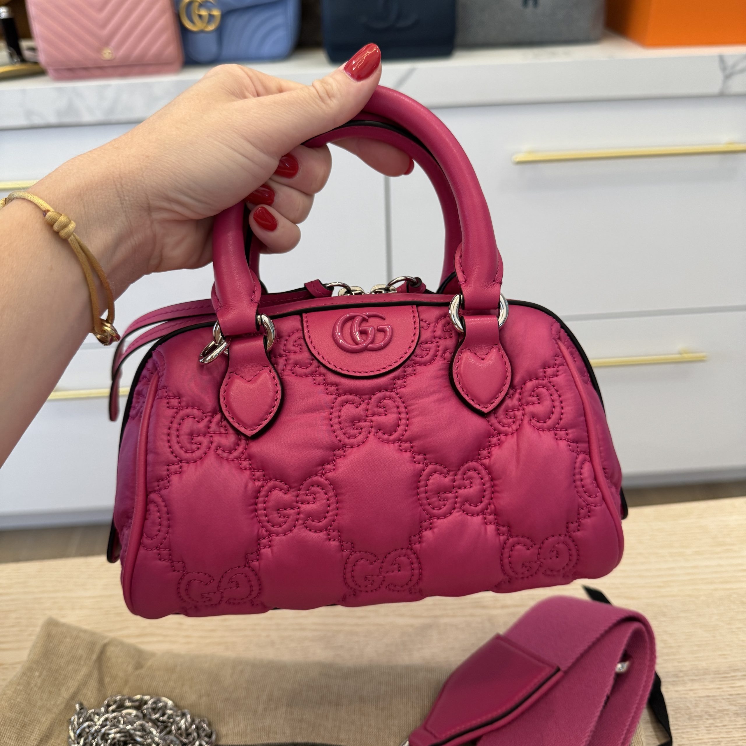 Gucci GG Matelasse Quilted Tote Bag Pink