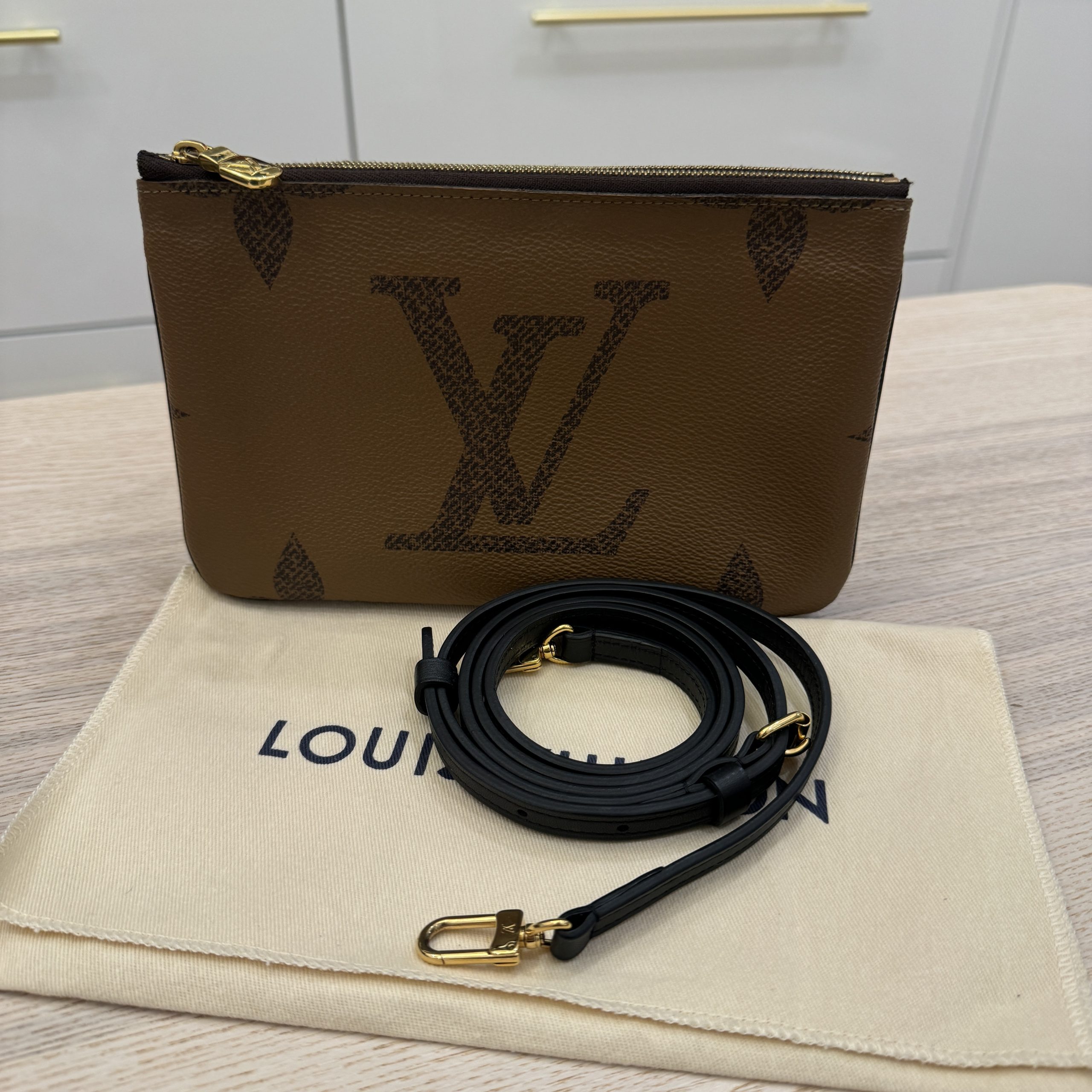 Louis Vuitton Double Zip Pochette Limited Edition Reverse Monogram Giant