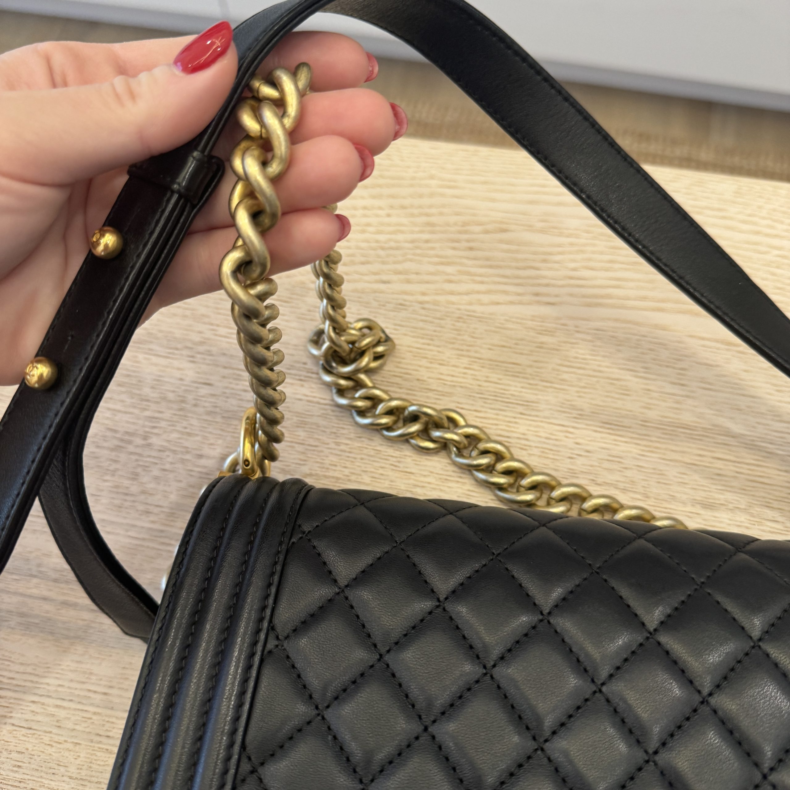 Chanel Lambskin Quilted New Medium Boy Flap Black GHW