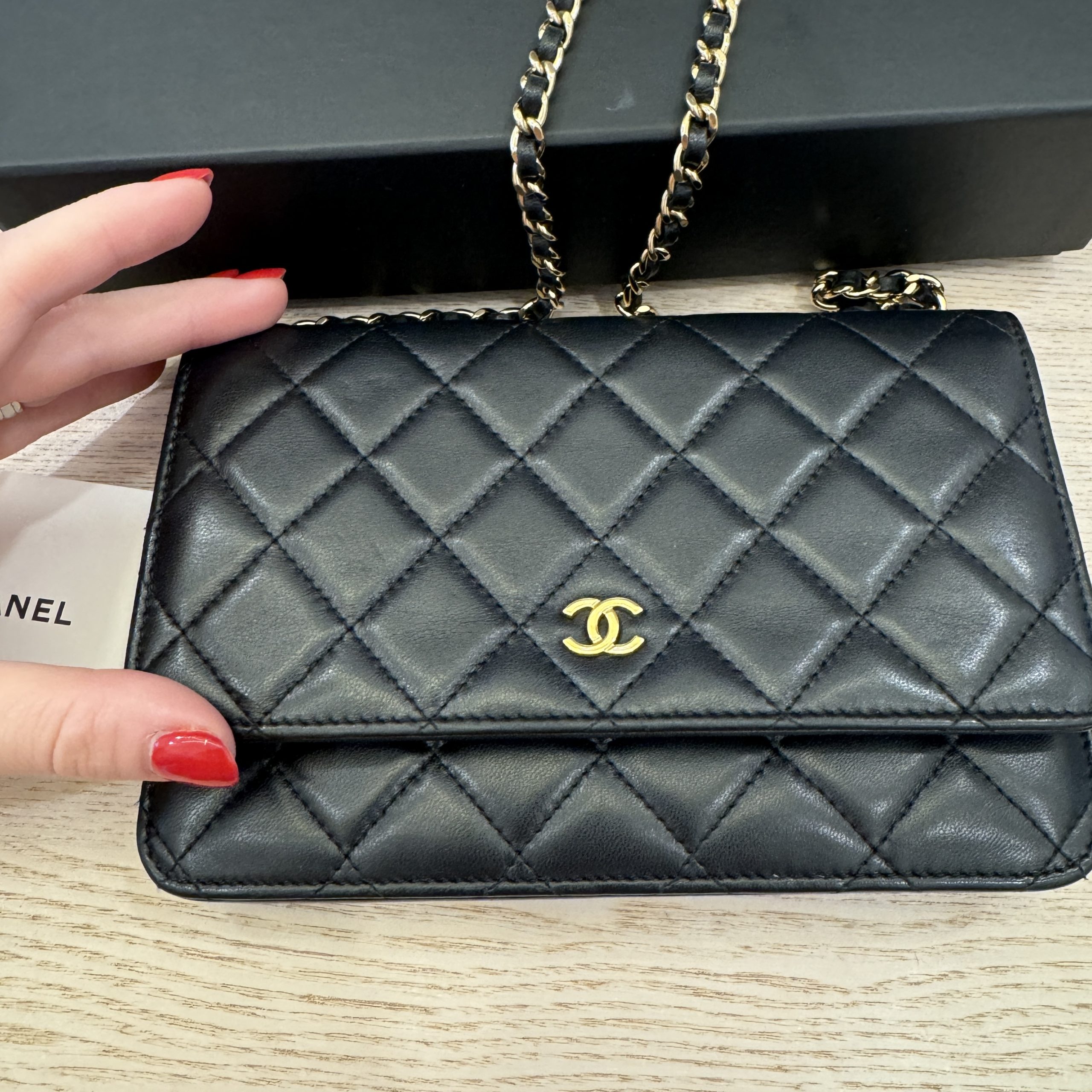 Chanel woc lambskin gold hardware hotsell