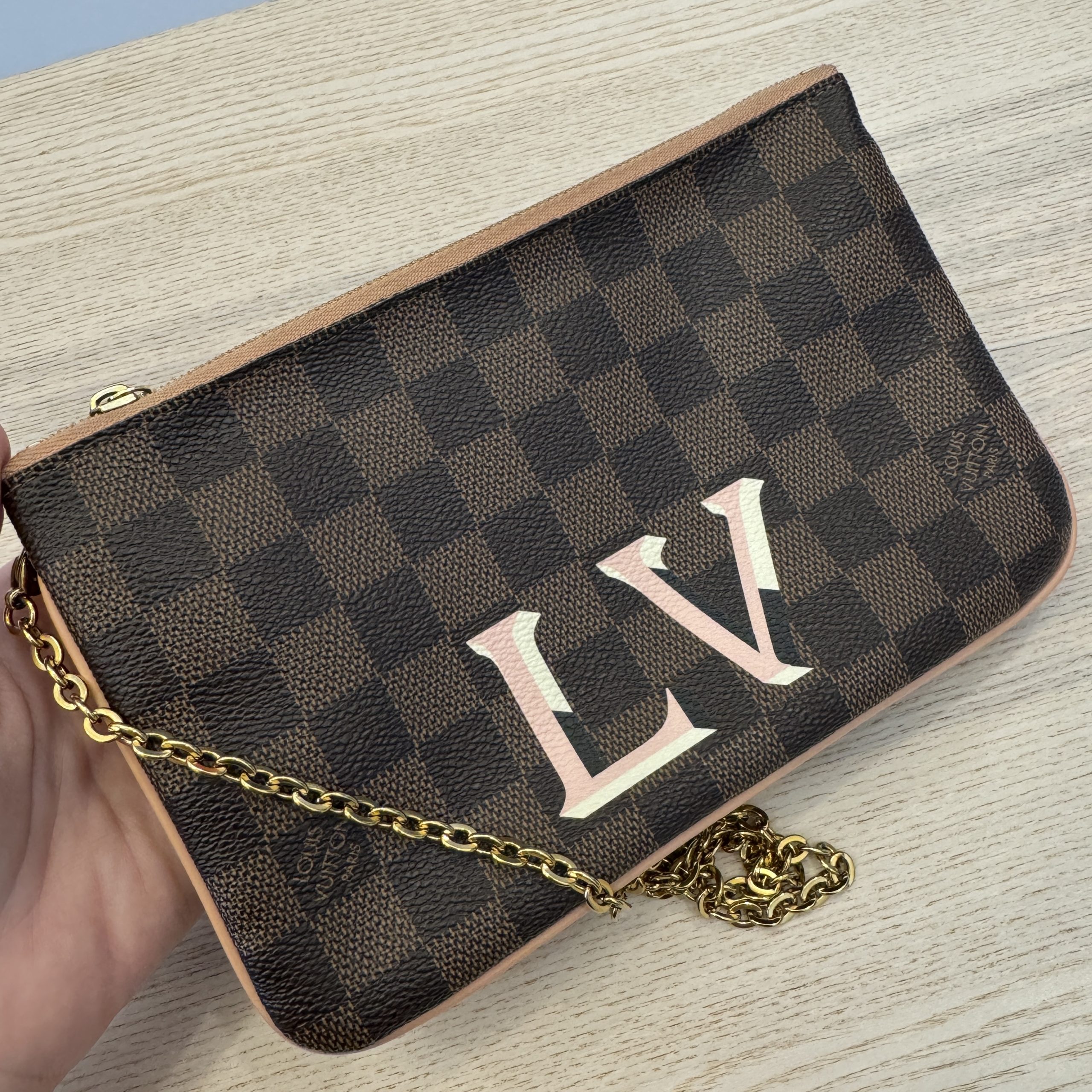 Louis Vuitton Double Zip Pochette Damier Ebene Venus