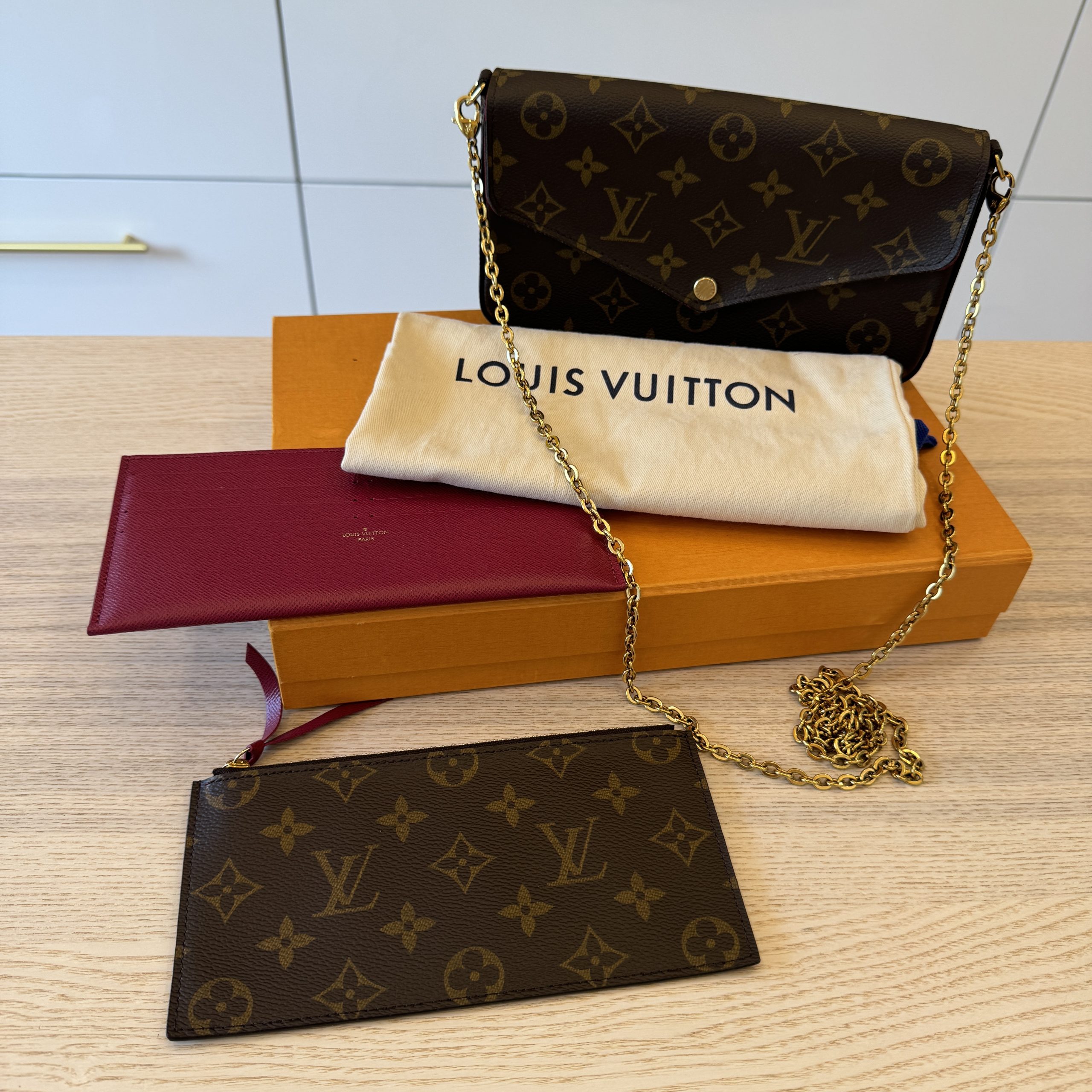 Louis Vuitton Monogram Pochette Felicie Chain Wallet Fuchsia