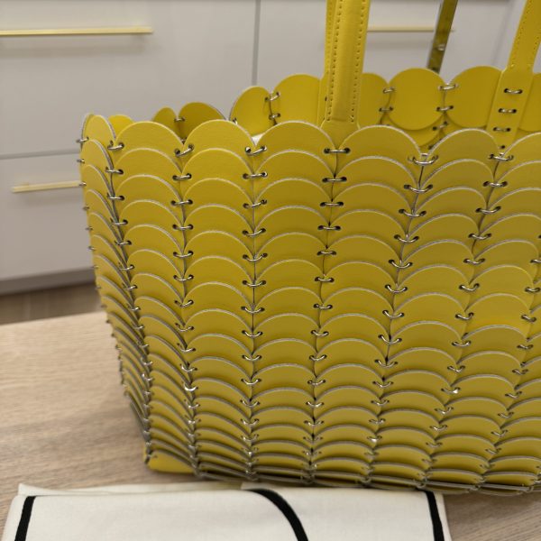 Rabanne Chain-Link Leather Tote Bag Yellow