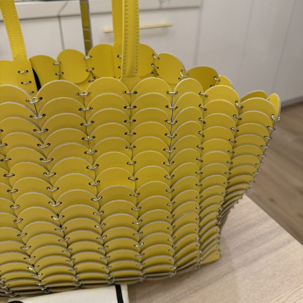 Rabanne Chain-Link Leather Tote Bag Yellow