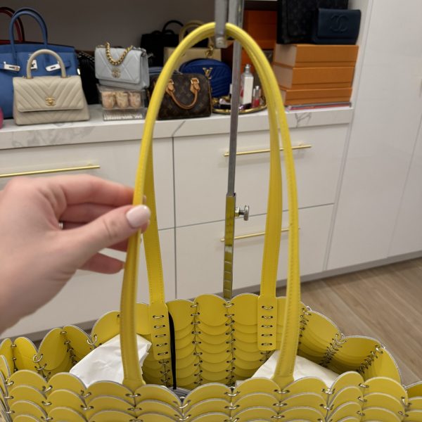 Rabanne Chain-Link Leather Tote Bag Yellow