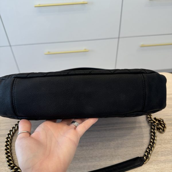 Chanel Country Chic Flap Messenger Bag Quilted Caviar Large Black Antique Gold Hardware - Image 8