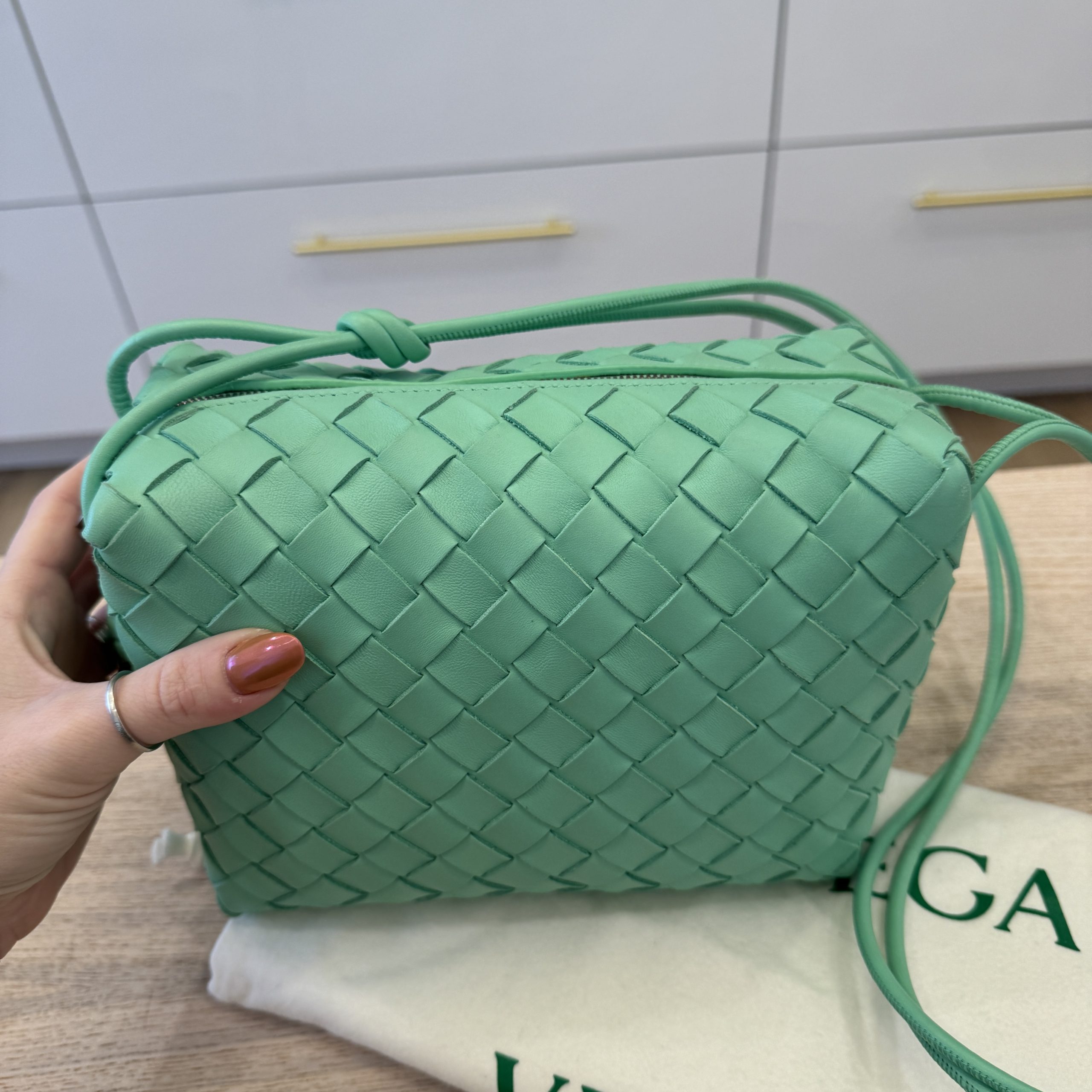 Bottega Veneta Nappa Intrecciato Medium Loop Camera Bag Teal Turquoise