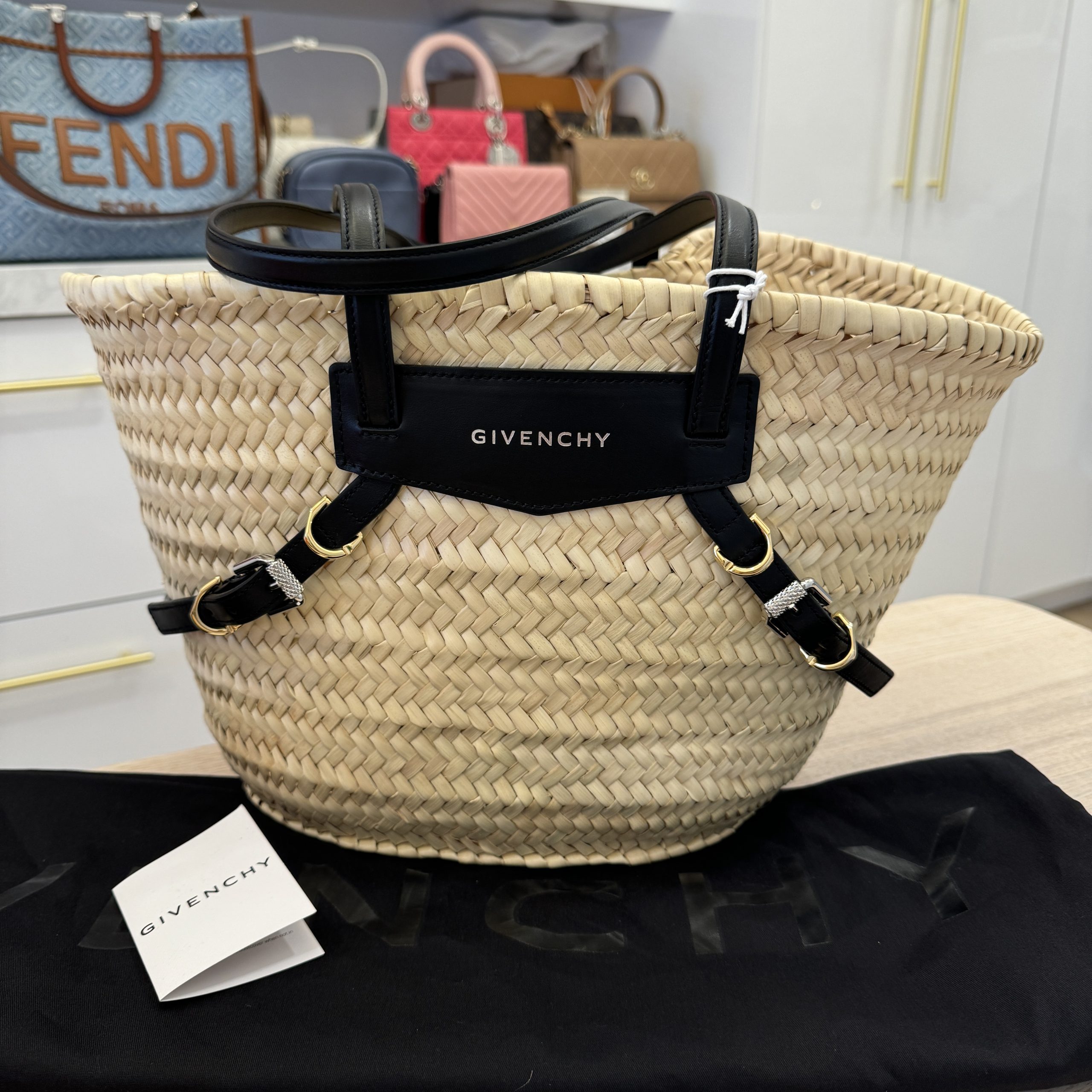 Givenchy Small Voyou Basket Bag in Raffia