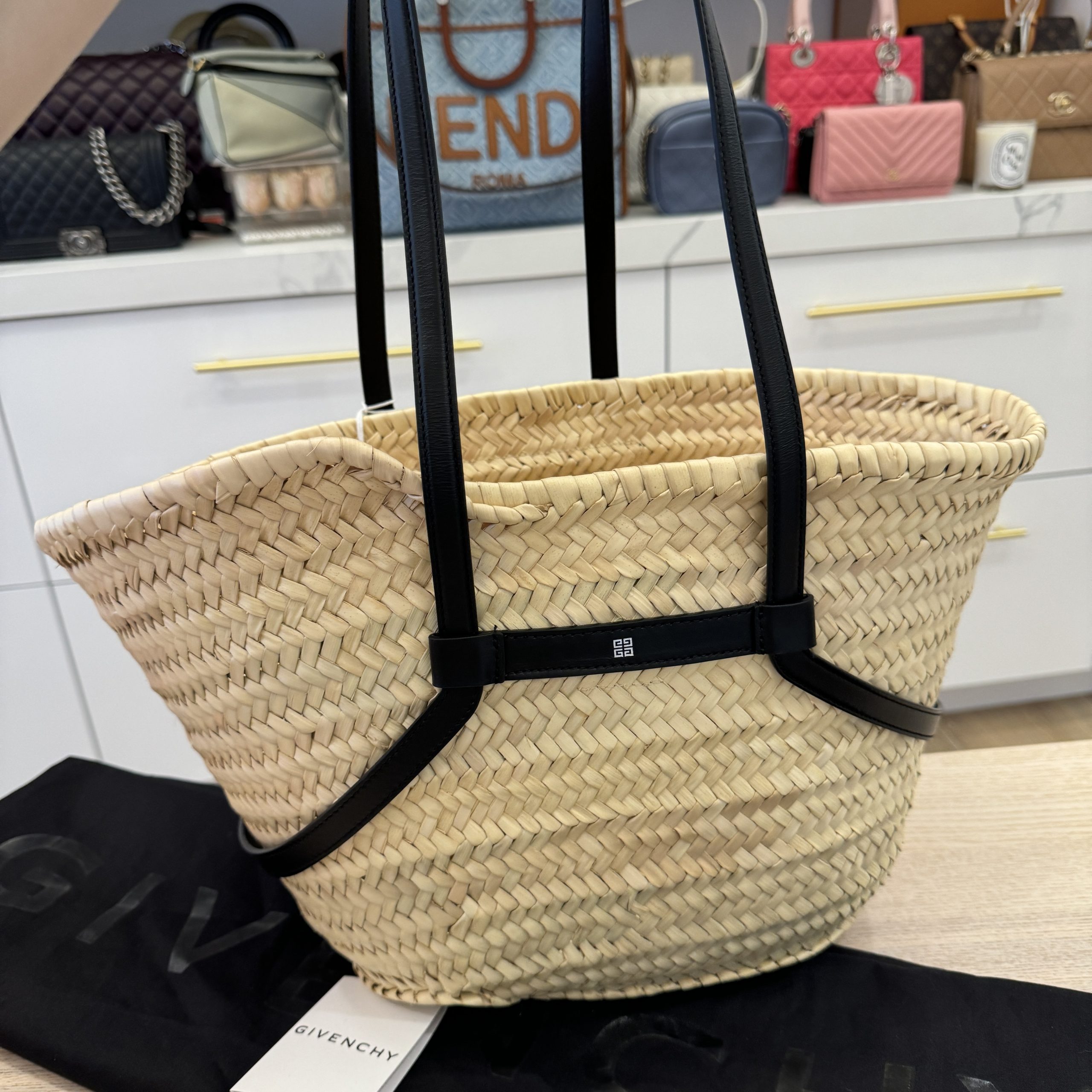 Givenchy Small Voyou Basket Bag in Raffia