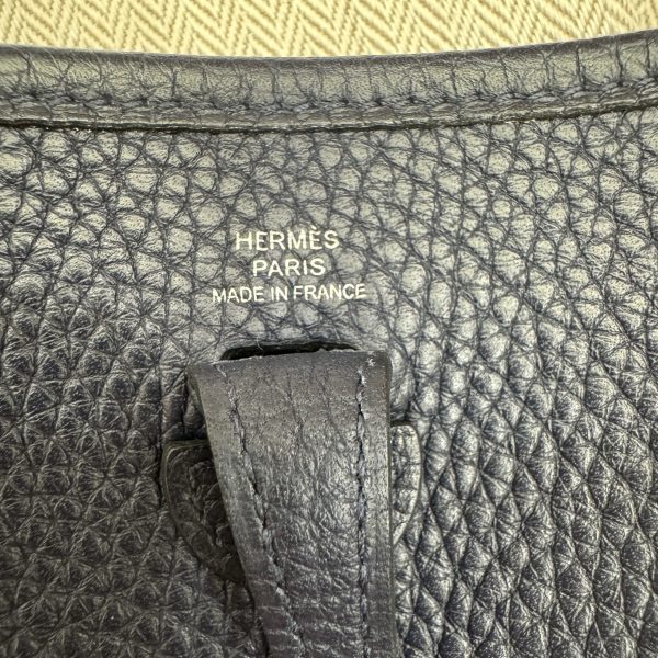 Hermes Taurillion Clemence Evelyne TPM Bleu Nuit and Bleu Indigo SHW