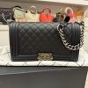 Chanel Boy Flap Bag Quilted Caviar Old Medium Black Ruthenium Hardware
