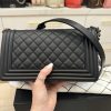 Chanel Boy Flap Bag Quilted Caviar Old Medium Black Ruthenium Hardware