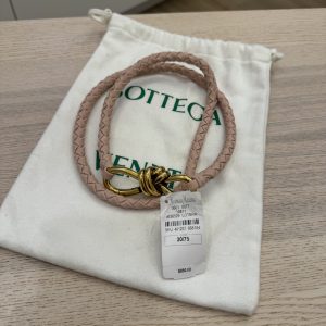 Bottega Veneta Intrecciato Braided Nappa Leather Belt Lotus M Brass 30/75