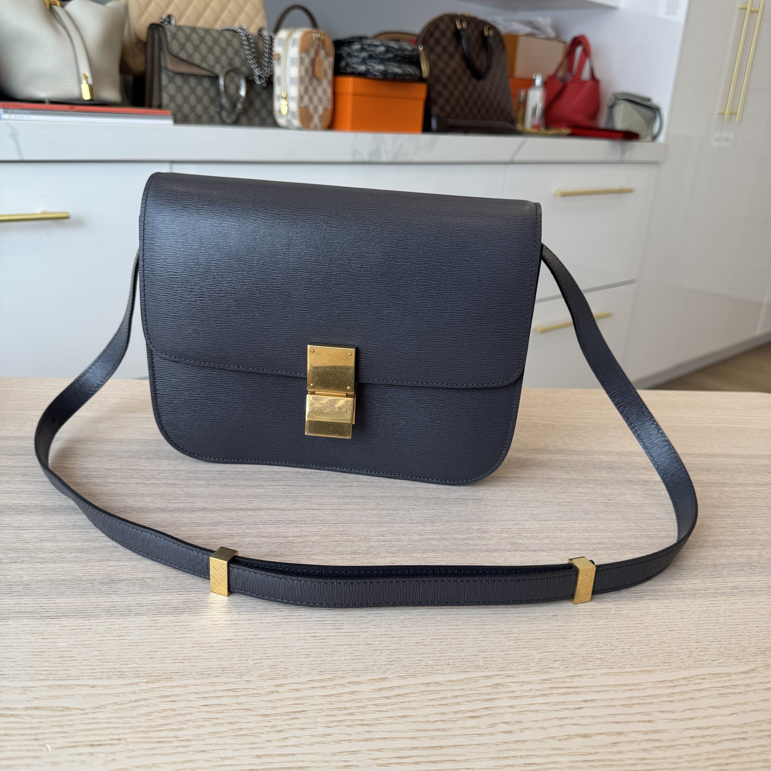 Celine box bag goatskin hotsell