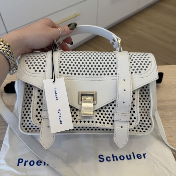 Proenza Schouler PS1 Tiny Crossbody Bag Perforated Leather Optic White