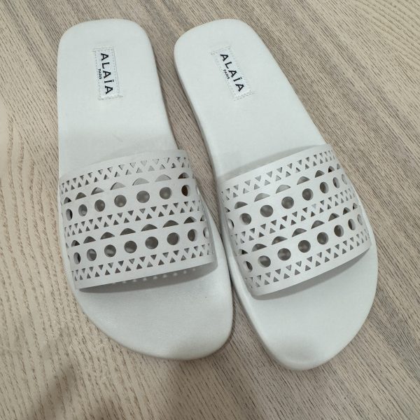 Alaia Perforated Flat Sandal Blanc Casse