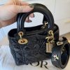 Christian Dior My Lady Dior Bag Cannage Quilted Crinkled Patent Black GHW