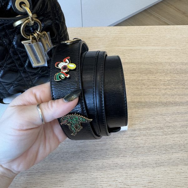 Christian Dior My Lady Dior Bag Cannage Quilted Crinkled Patent Black GHW