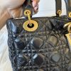 Christian Dior My Lady Dior Bag Cannage Quilted Crinkled Patent Black GHW