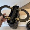 Christian Dior My Lady Dior Bag Cannage Quilted Crinkled Patent Black GHW