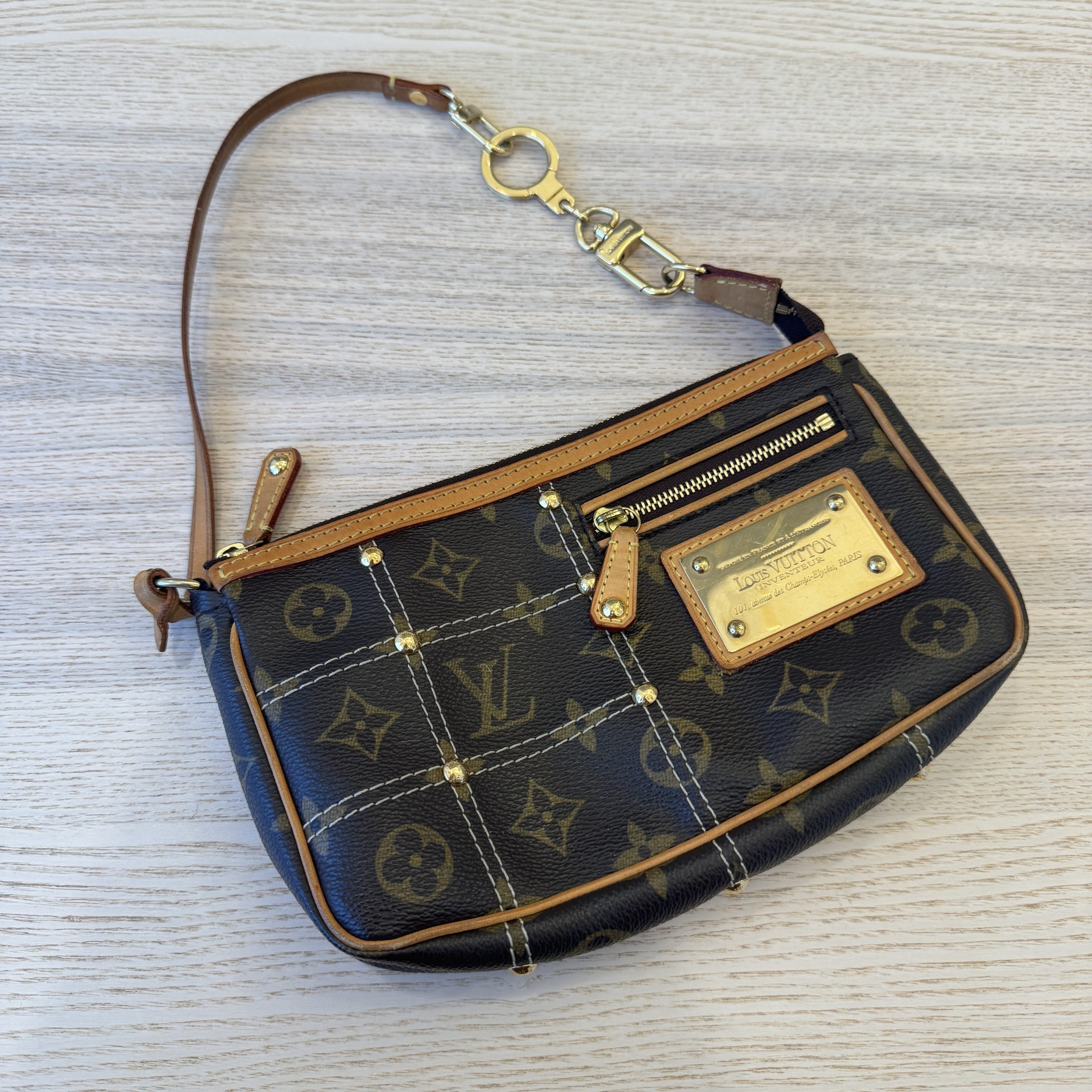 Louis Vuitton Monogram Riveting Pochette Accessories + Key Ring