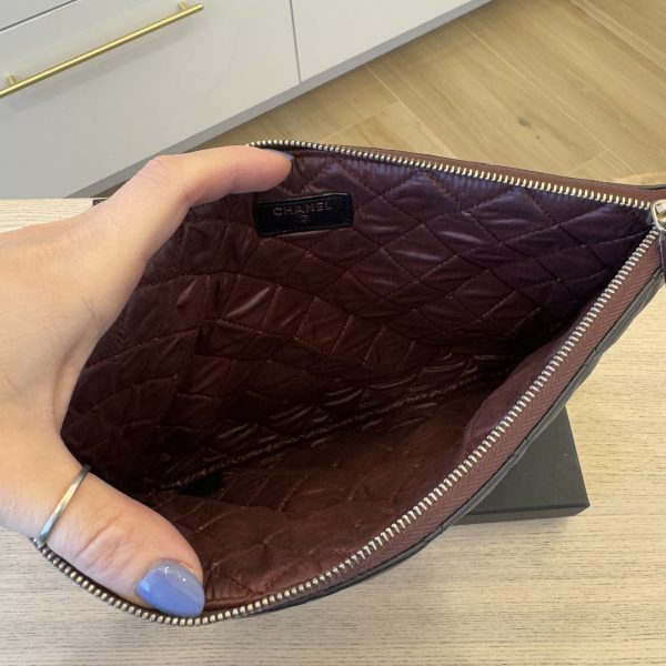 Chanel Classic O Case Clutch Quilted Lambskin Medium Black GHW