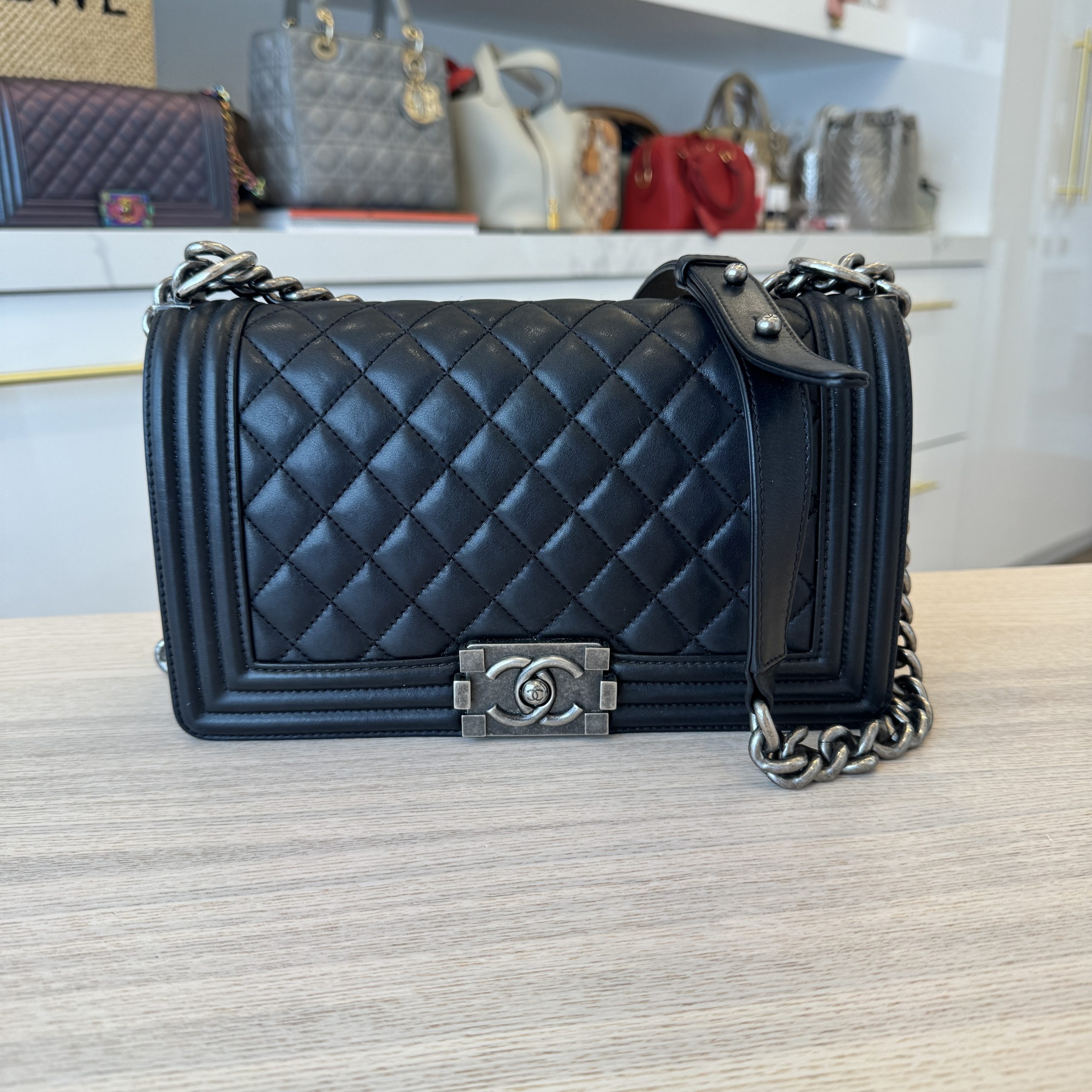 Chanel Boy Flap Bag Quilted Lambskin Old Medium PHW