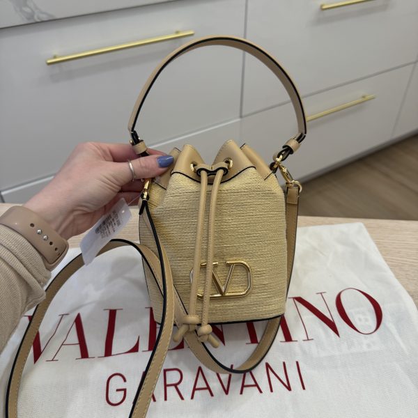 Valentino Garavani Beige VLogo Mini Bucket Bag