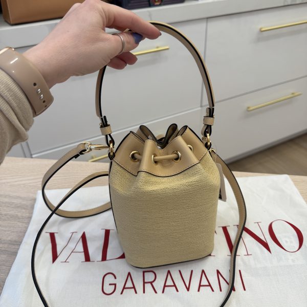 Valentino Garavani Beige VLogo Mini Bucket Bag