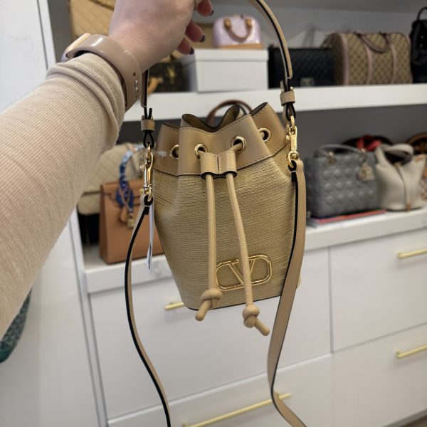 Valentino Garavani Beige VLogo Mini Bucket Bag