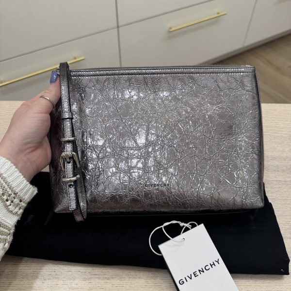 Givenchy Metallic Silver Voyou Pouch in Leather