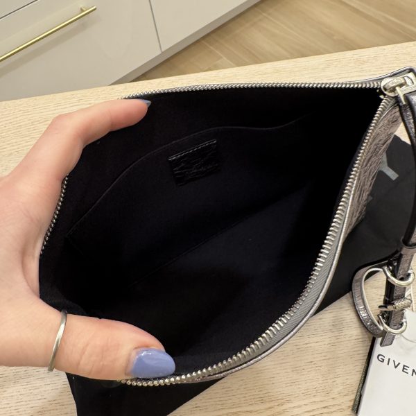 Givenchy Metallic Silver Voyou Pouch in Leather
