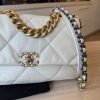 Chanel Lambskin Quilted Large Chanel 19 Flap Ivory