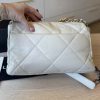 Chanel Lambskin Quilted Large Chanel 19 Flap Ivory